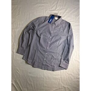 STAN HERMAN jetBLUE Women's Blue‎ Gingham Dress Shirt Size 18